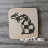 Checkered State Wood Block Magnets